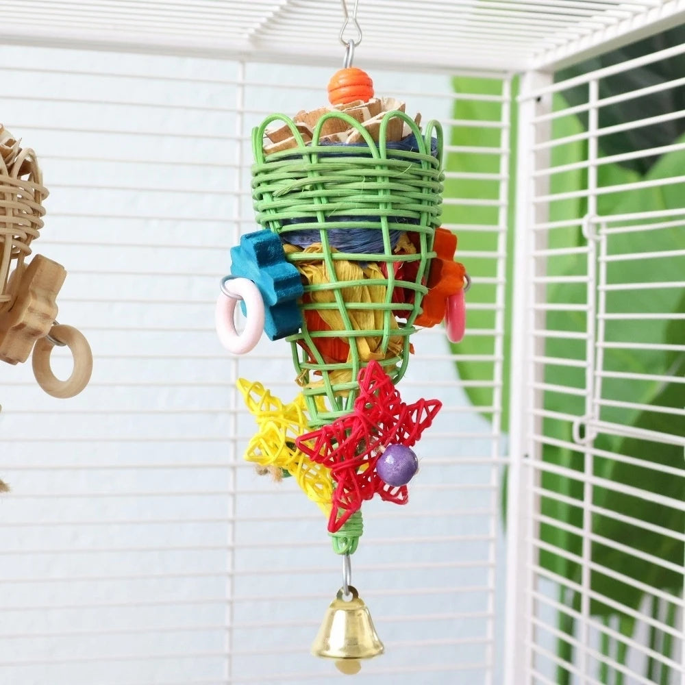 Rattan foraging cone in cage